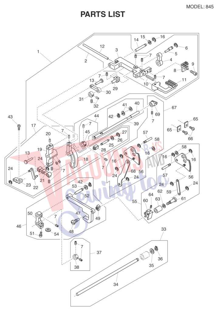 Elna EL745 V2 exploded schematic diagram (page 2)