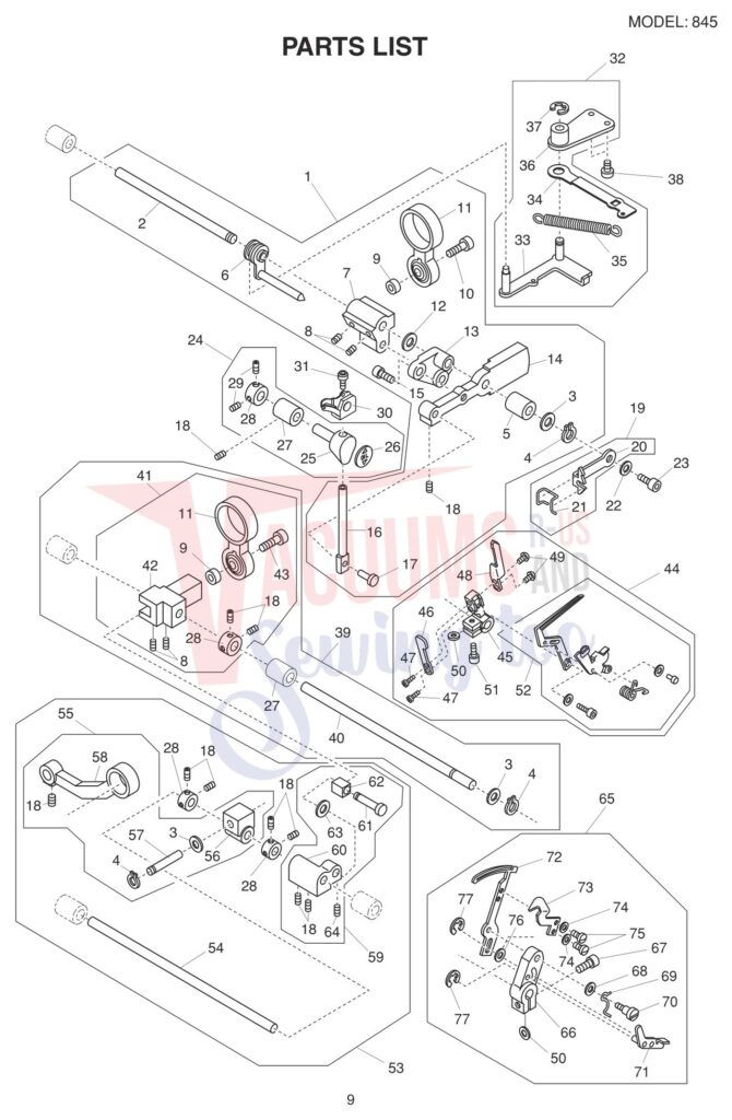 Elna EL745 V2 exploded schematic diagram (page 14)