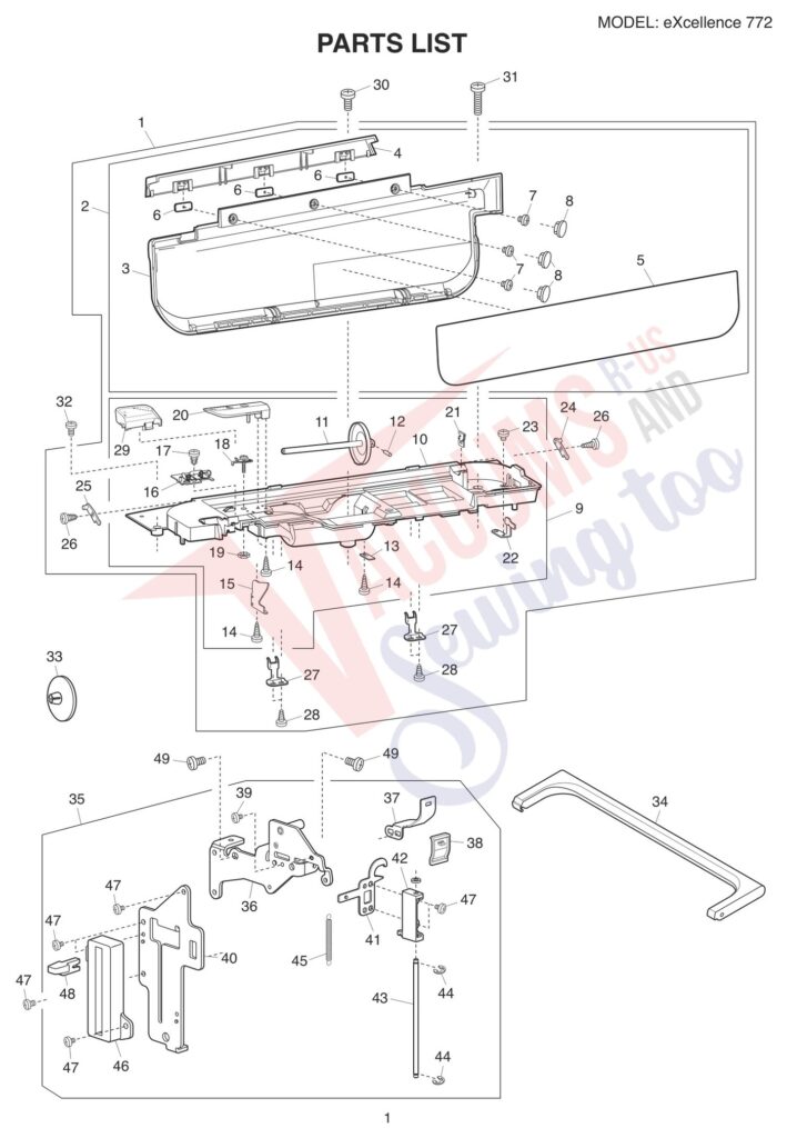 Elna EL772 exploded schematic diagram (page 1)