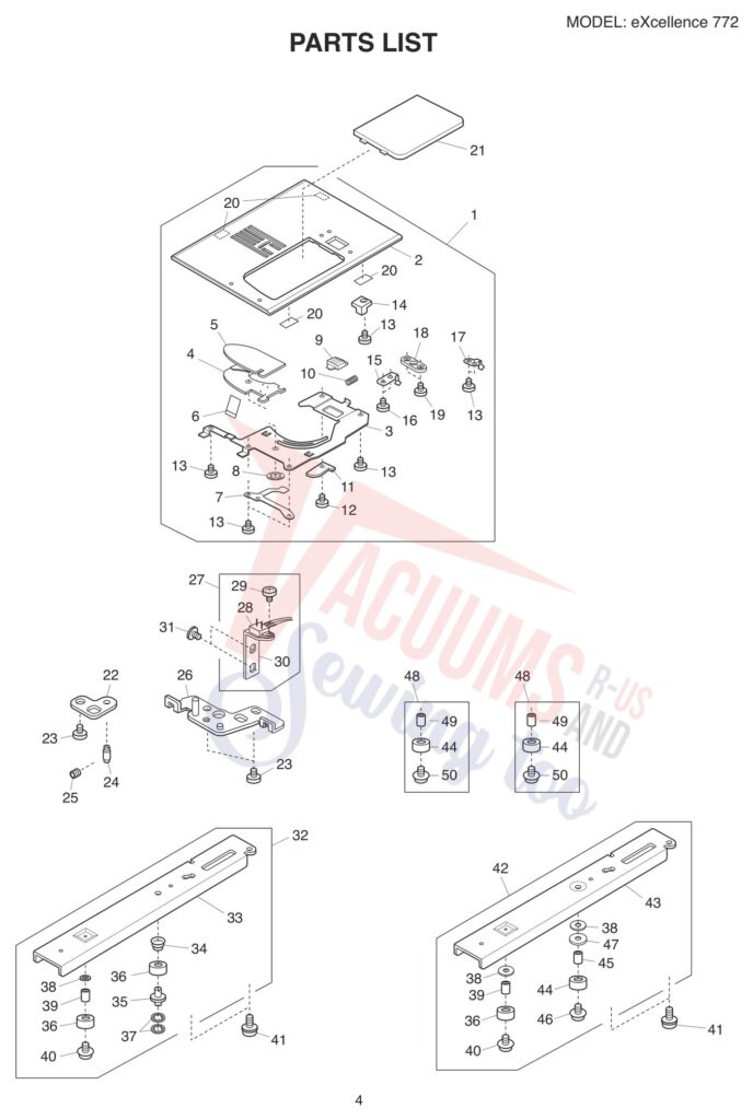 Elna EL772 exploded schematic diagram (page 9)