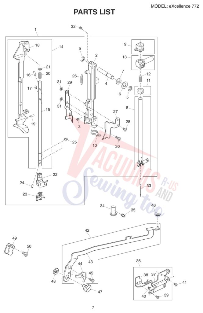 Elna EL772 exploded schematic diagram (page 12)
