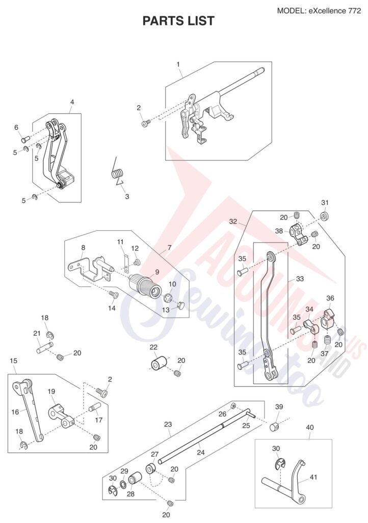 Elna EL772 exploded schematic diagram (page 14)