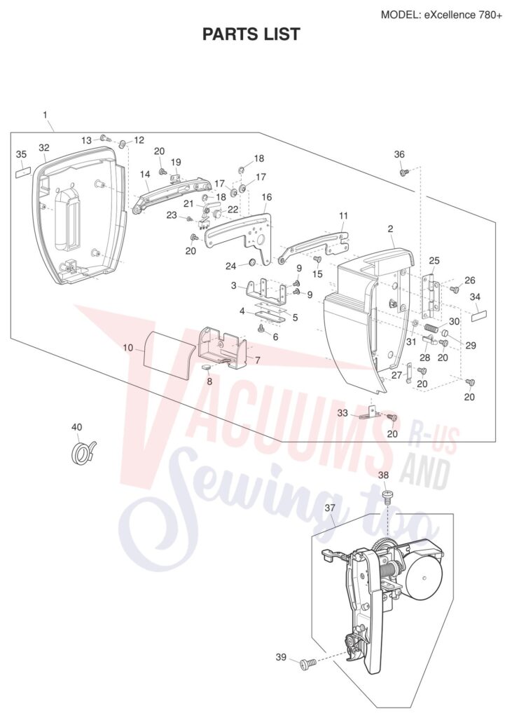 Elna EL780PLUS exploded schematic diagram (page 12)