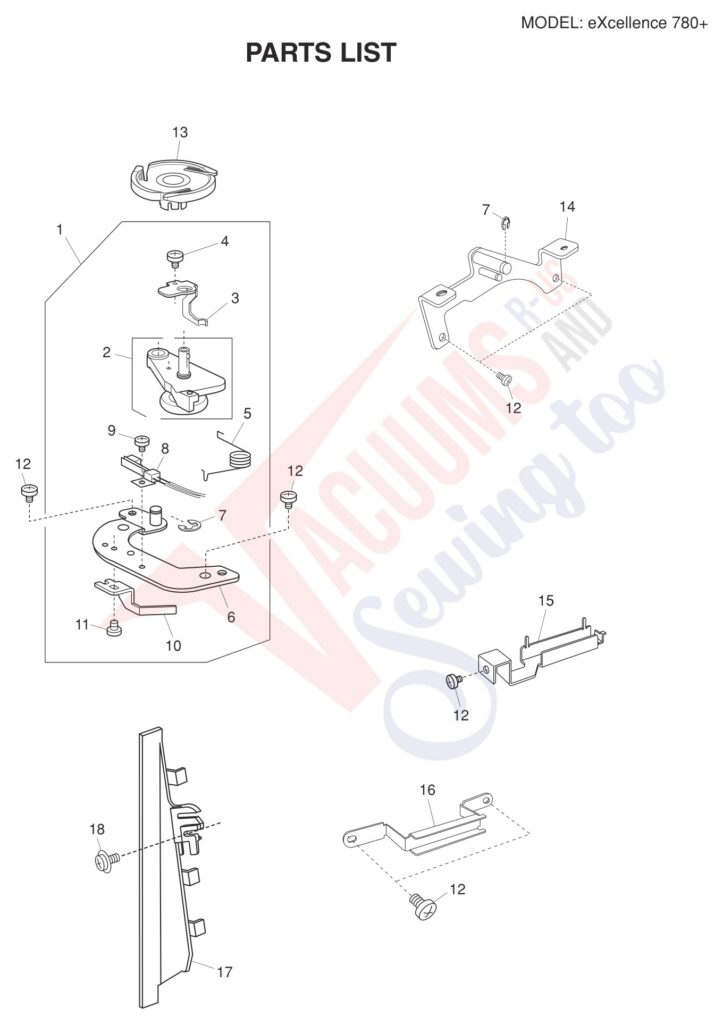 Elna EL780PLUS exploded schematic diagram (page 14)