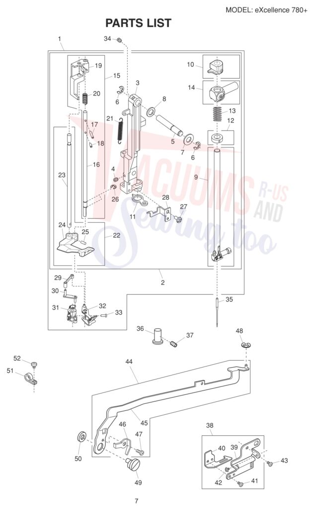 Elna EL780PLUS exploded schematic diagram (page 18)