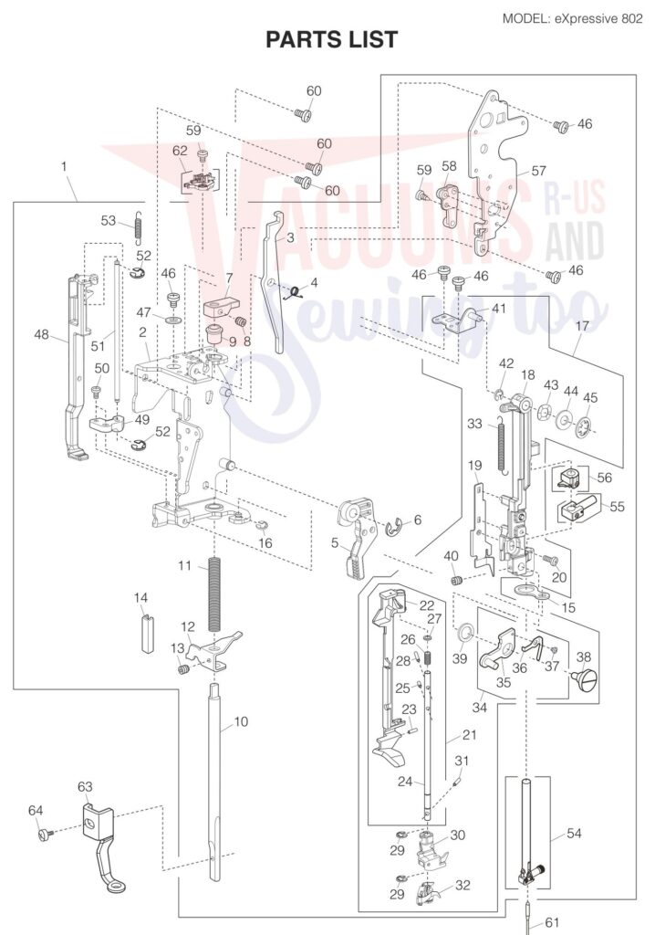 Elna EL802 exploded schematic diagram (page 2)