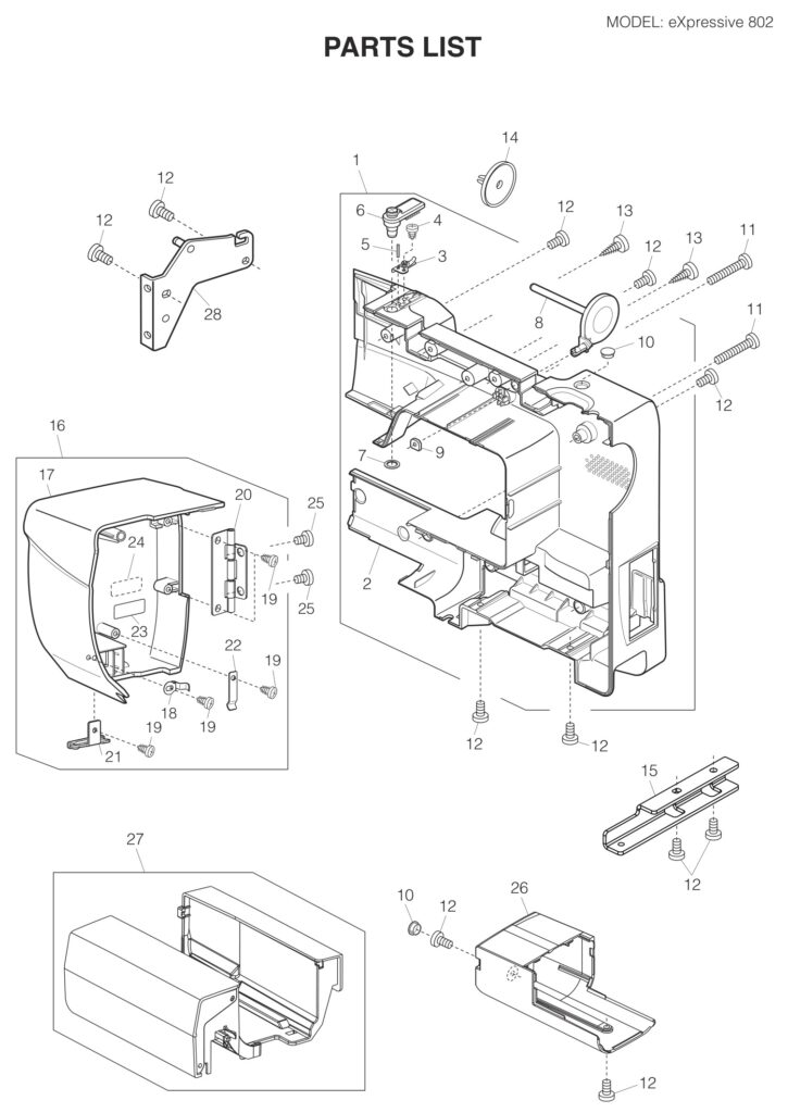 Elna EL802 exploded schematic diagram (page 5)
