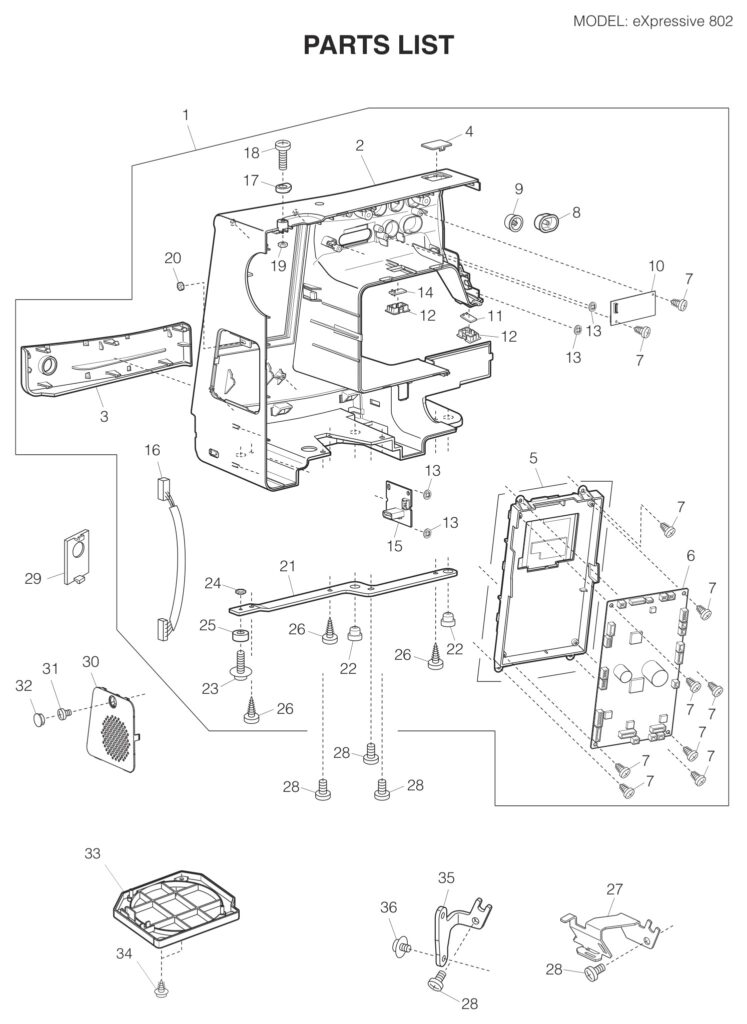 Elna EL802 exploded schematic diagram (page 6)
