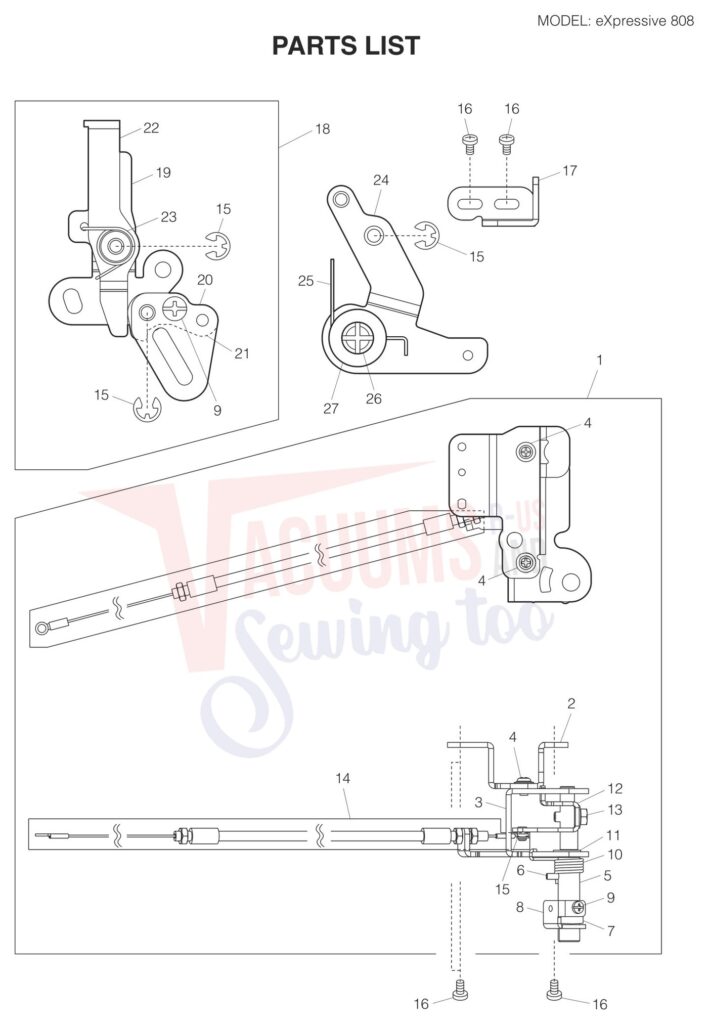 Elna EL808 exploded schematic diagram (page 8)