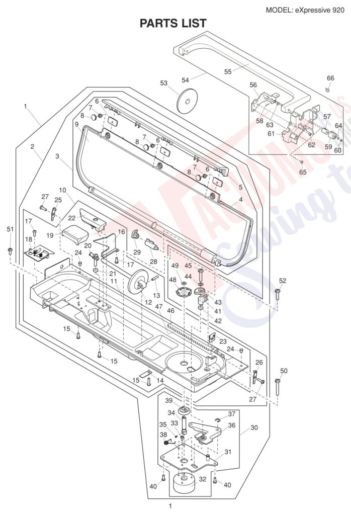 Elna EL920 V2 exploded schematic diagram (page 1)