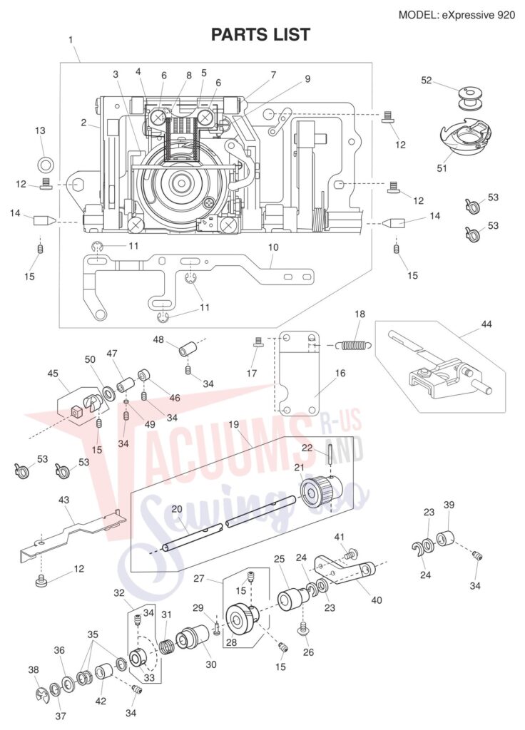 Elna EL920 V2 exploded schematic diagram (page 2)