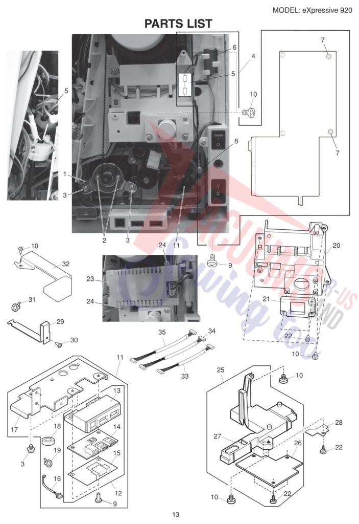 Elna EL920 V2 exploded schematic diagram (page 5)