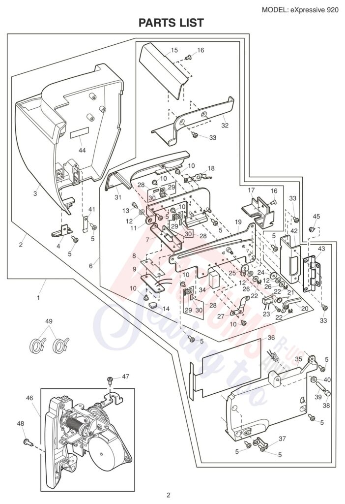 Elna EL920 V2 exploded schematic diagram (page 12)