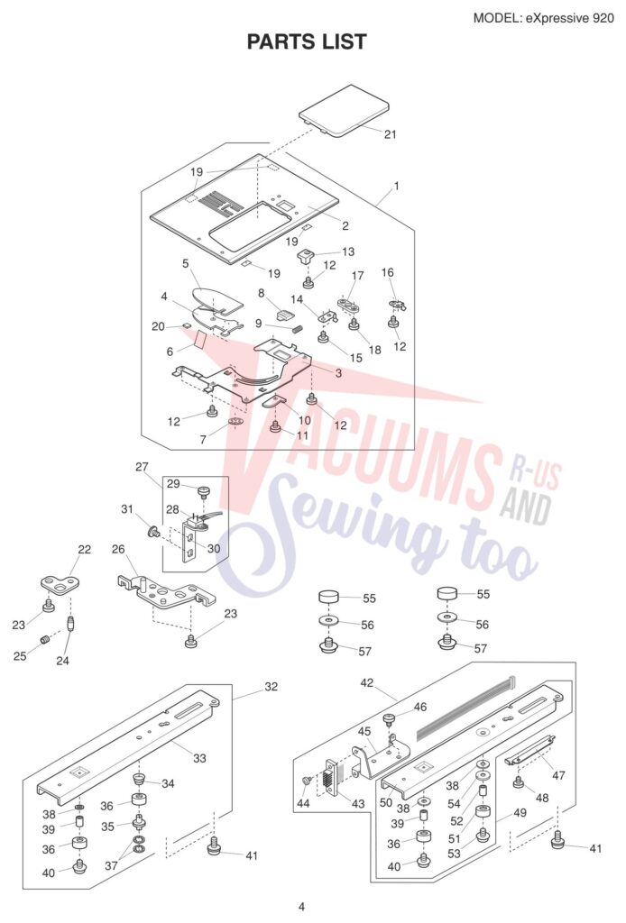 Elna EL920 V2 exploded schematic diagram (page 14)