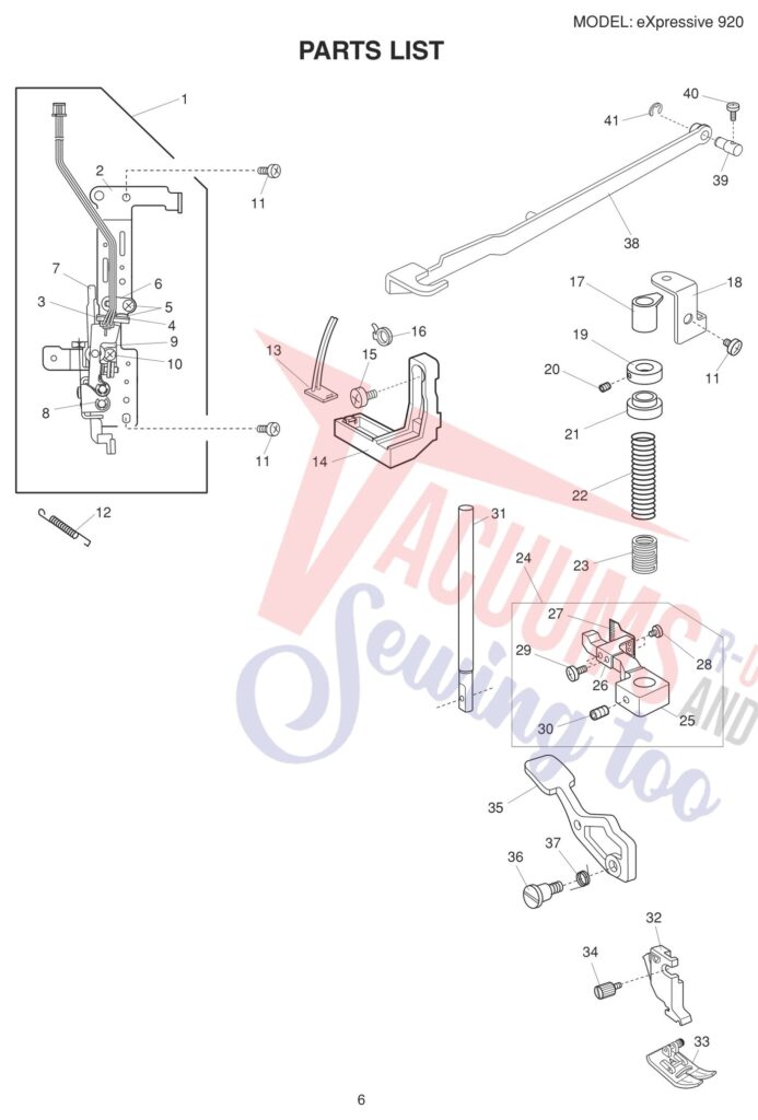 Elna EL920 V2 exploded schematic diagram (page 16)