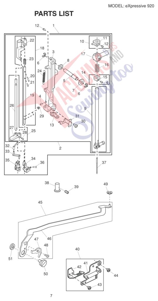 Elna EL920 V2 exploded schematic diagram (page 17)