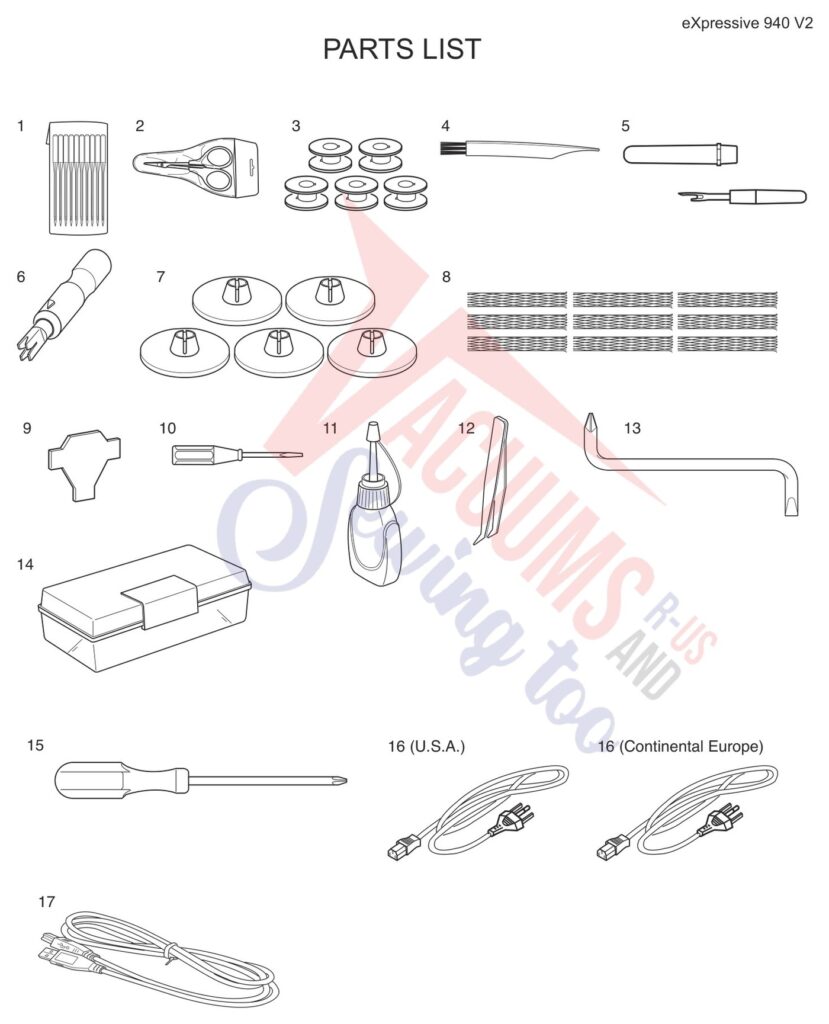 Elna EL940 V2 exploded schematic diagram (page 15)