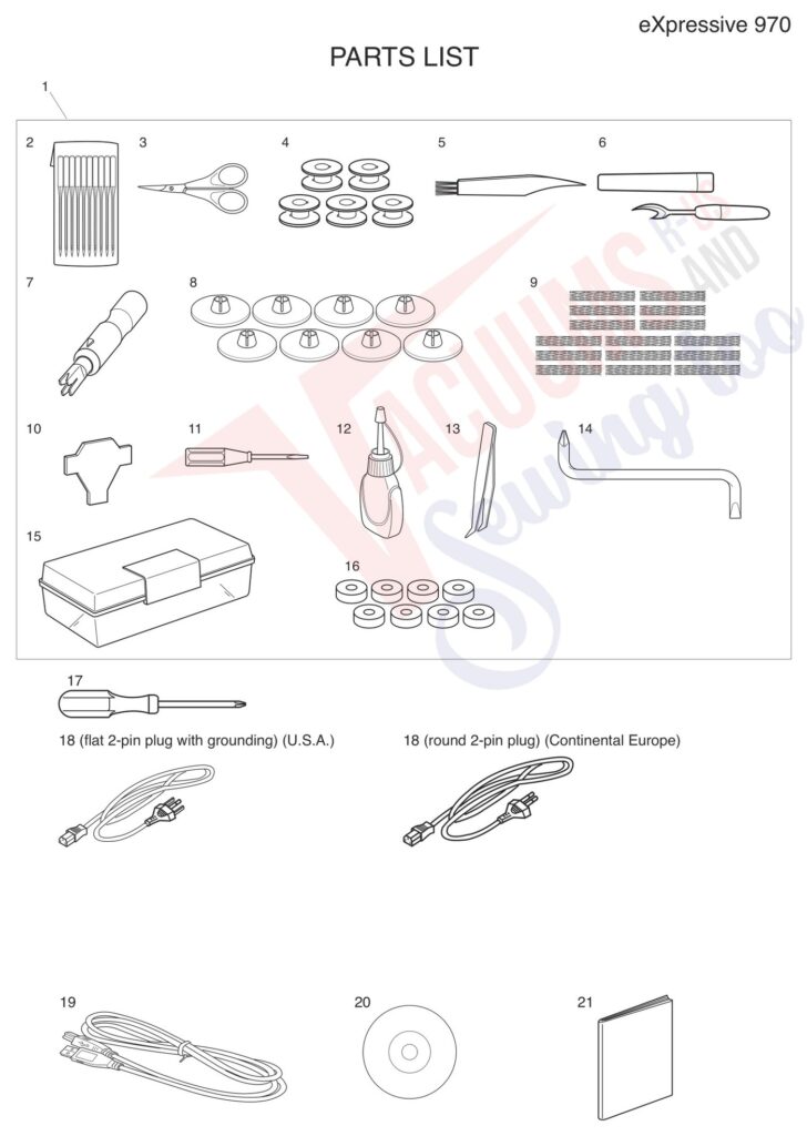Elna EL970 V2 exploded schematic diagram (page 15)