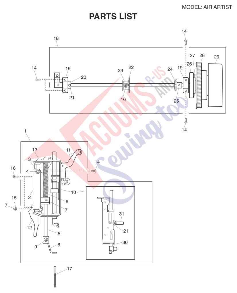Elna ELAIRARTIST exploded schematic diagram (page 3)