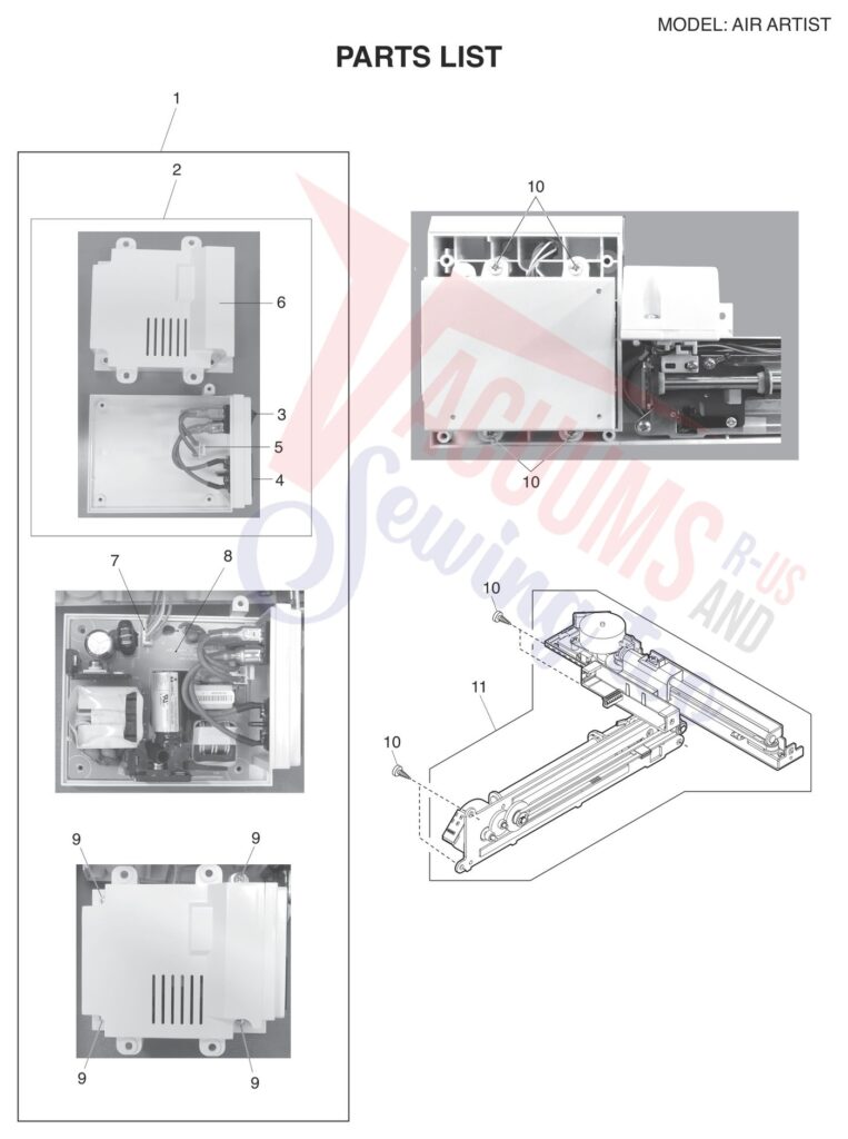 Elna ELAIRARTIST exploded schematic diagram (page 6)