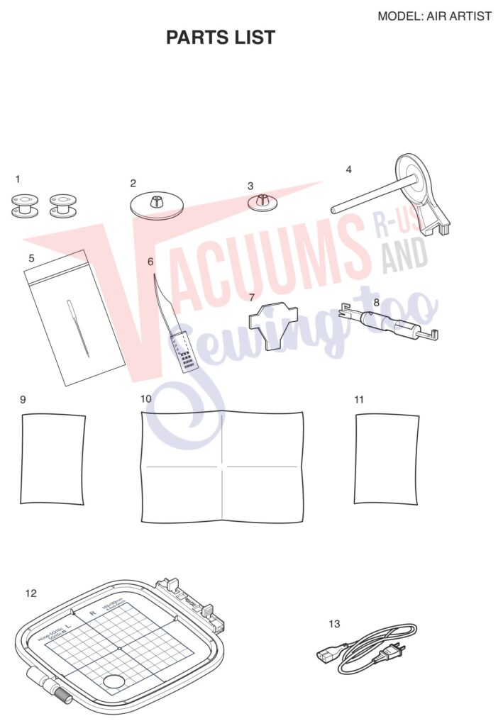 Elna ELAIRARTIST exploded schematic diagram (page 7)