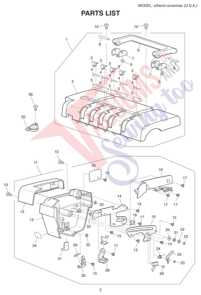 Elna ELCOVERMAX exploded schematic diagram (page 4)