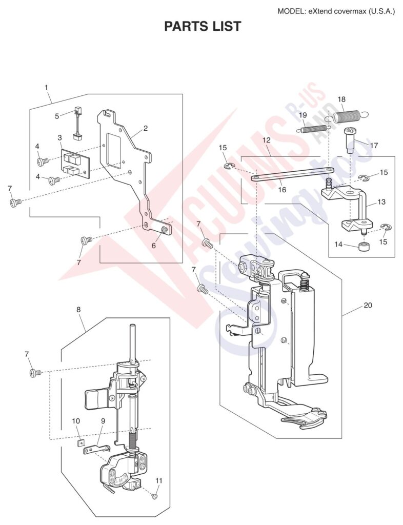 Elna ELCOVERMAX exploded schematic diagram (page 7)