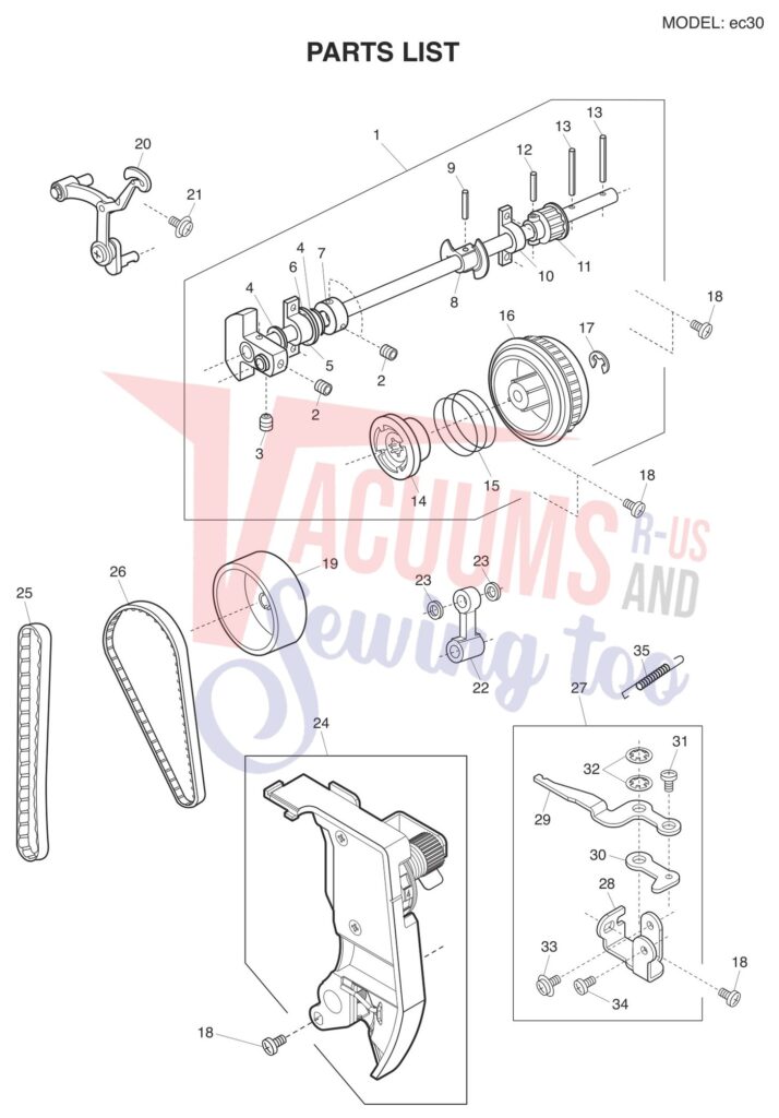 Elna ELEC30 exploded schematic diagram (page 1)
