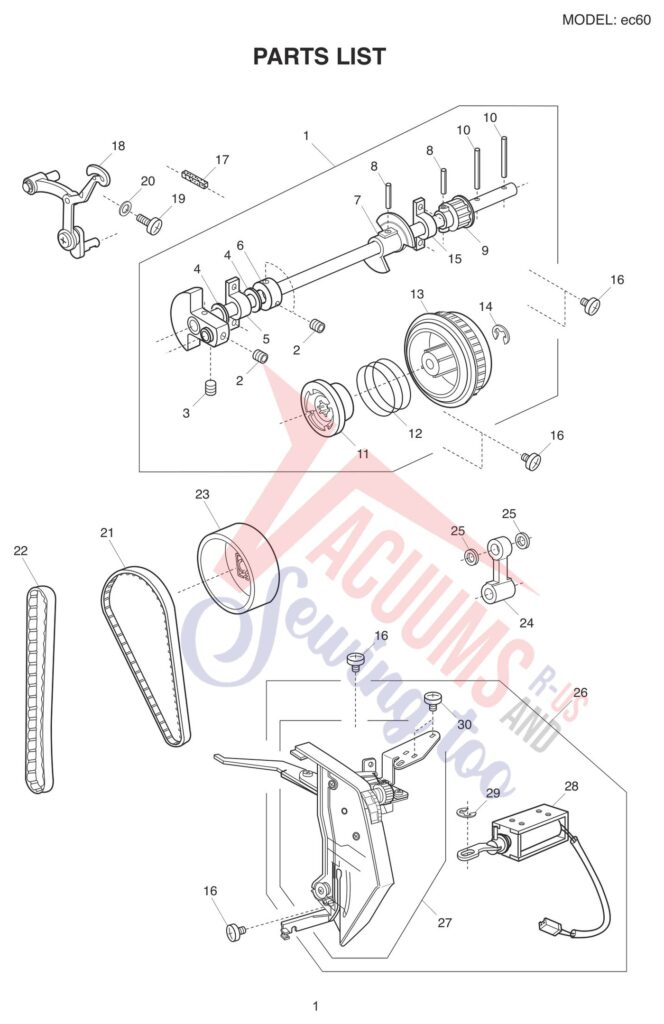 Elna ELEC60 exploded schematic diagram (page 1)