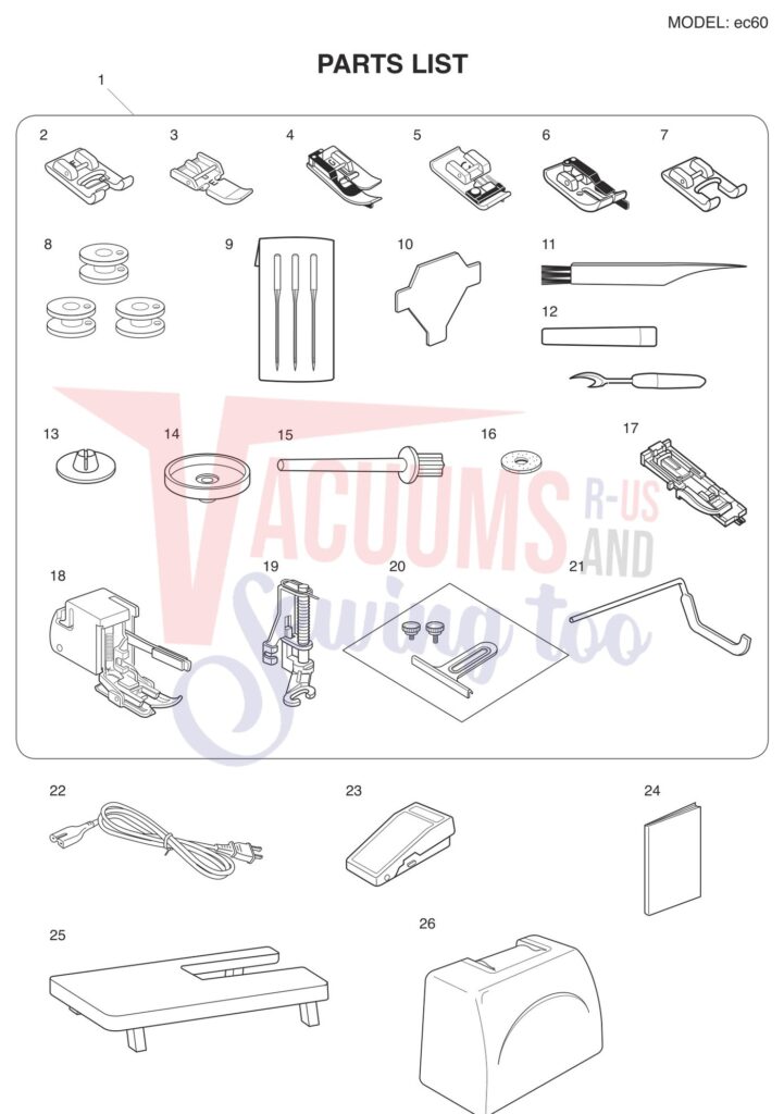 Elna ELEC60 exploded schematic diagram (page 7)