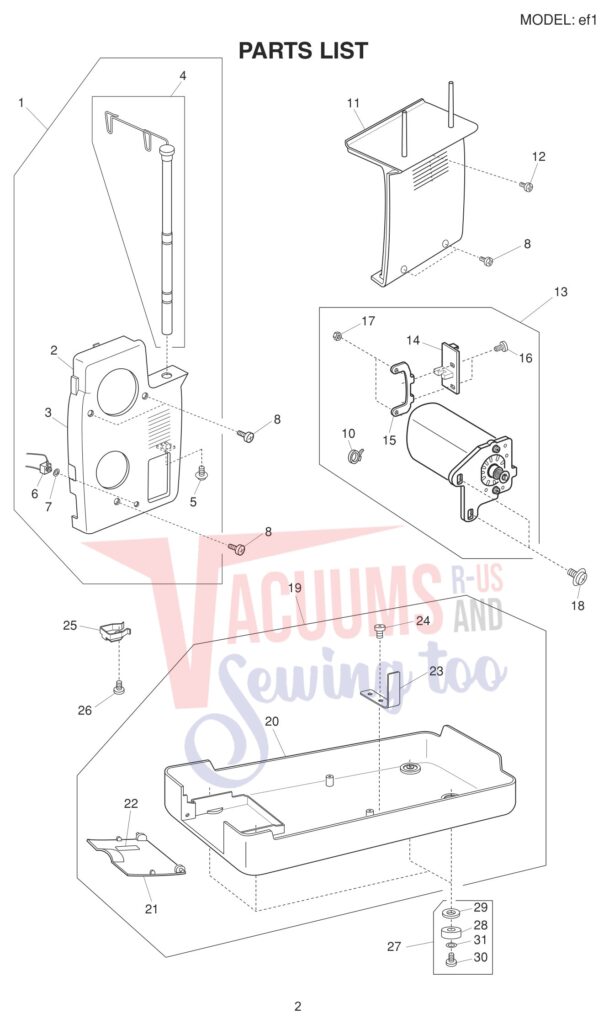 Elna ELEF1 exploded schematic diagram (page 3)