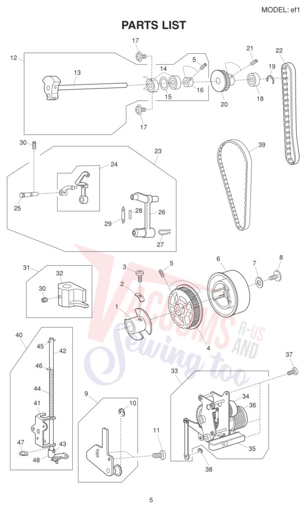 Elna ELEF1 exploded schematic diagram (page 6)