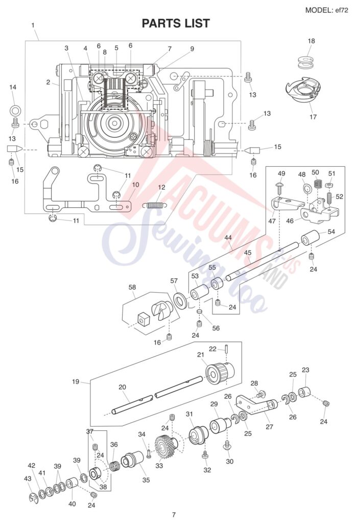 Elna ELEF72 exploded schematic diagram (page 11)