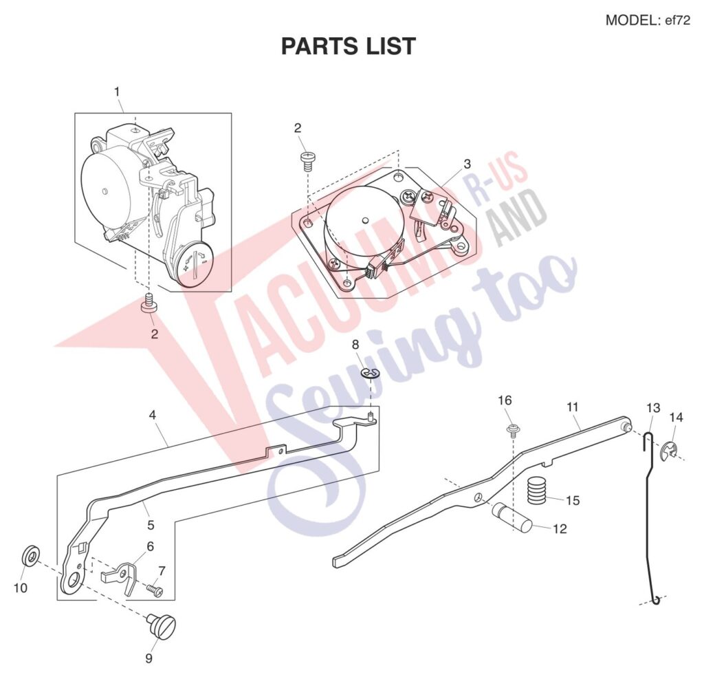 Elna ELEF72 exploded schematic diagram (page 12)