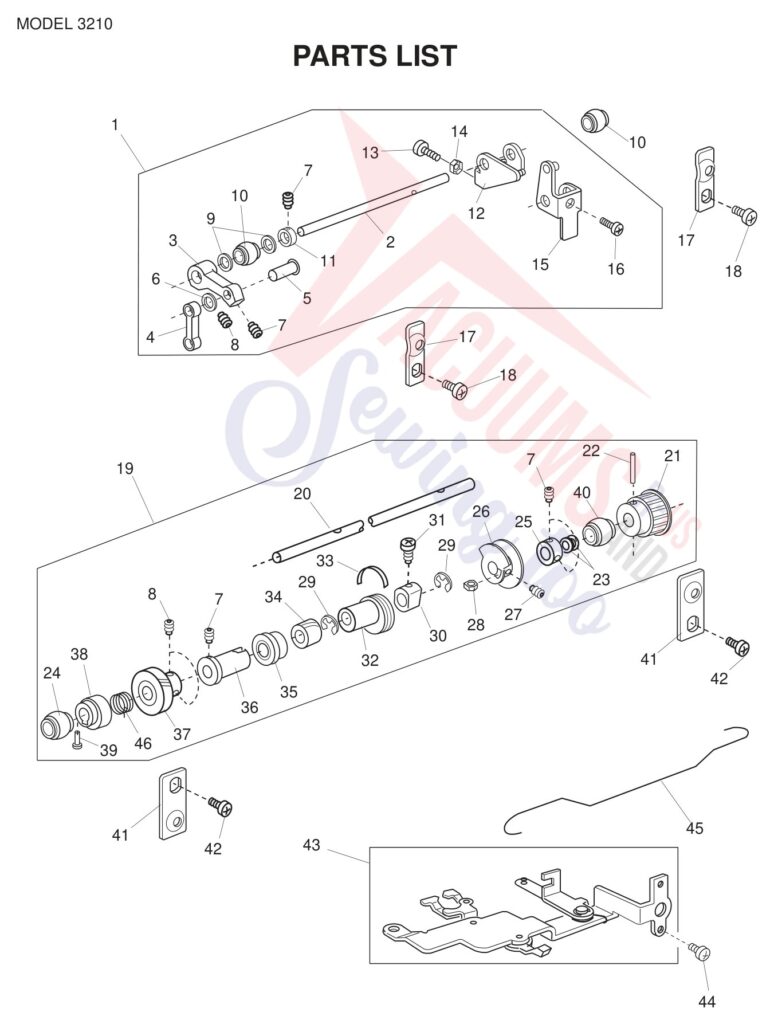 Elna ELJ3210 exploded schematic diagram (page 10)