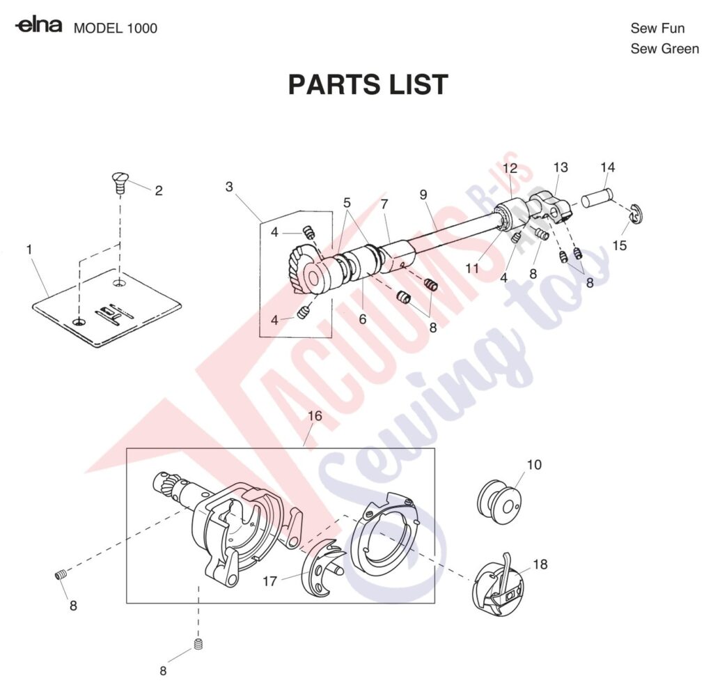 Elna ELSEWFUN exploded schematic diagram (page 6)