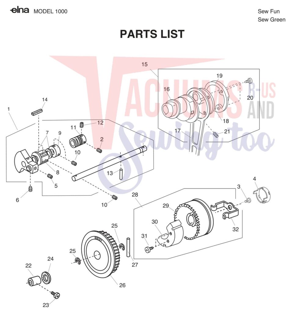 Elna ELSEWGREEN exploded schematic diagram (page 4)