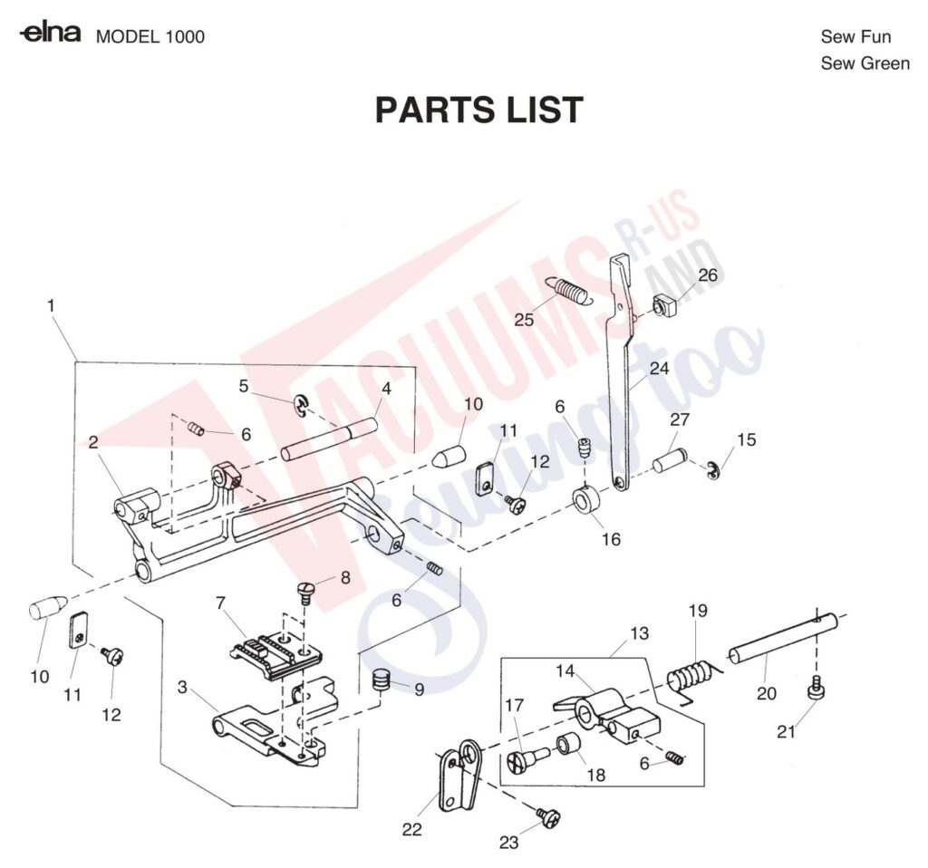Elna ELSEWGREEN exploded schematic diagram (page 7)