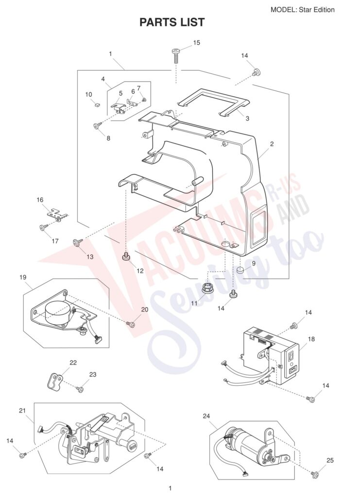 Elna ELSTAR exploded schematic diagram (page 1)