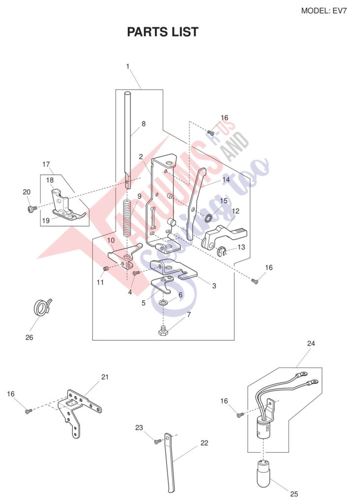 Necchi EV7 exploded schematic diagram (page 2)
