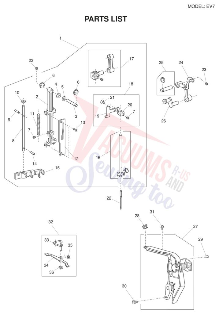 Necchi EV7 exploded schematic diagram (page 3)