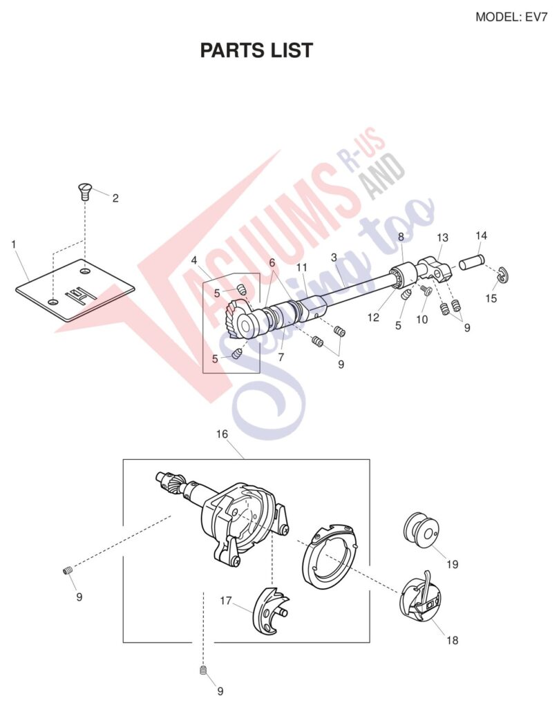 Necchi EV7 exploded schematic diagram (page 6)