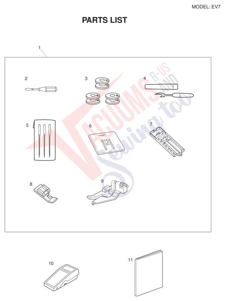 Necchi EV7 exploded schematic diagram (page 9)