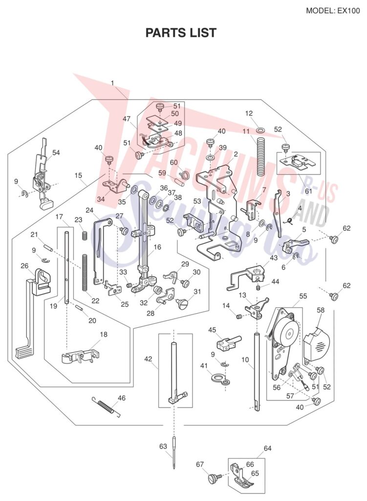 Necchi EX100 exploded schematic diagram (page 2)