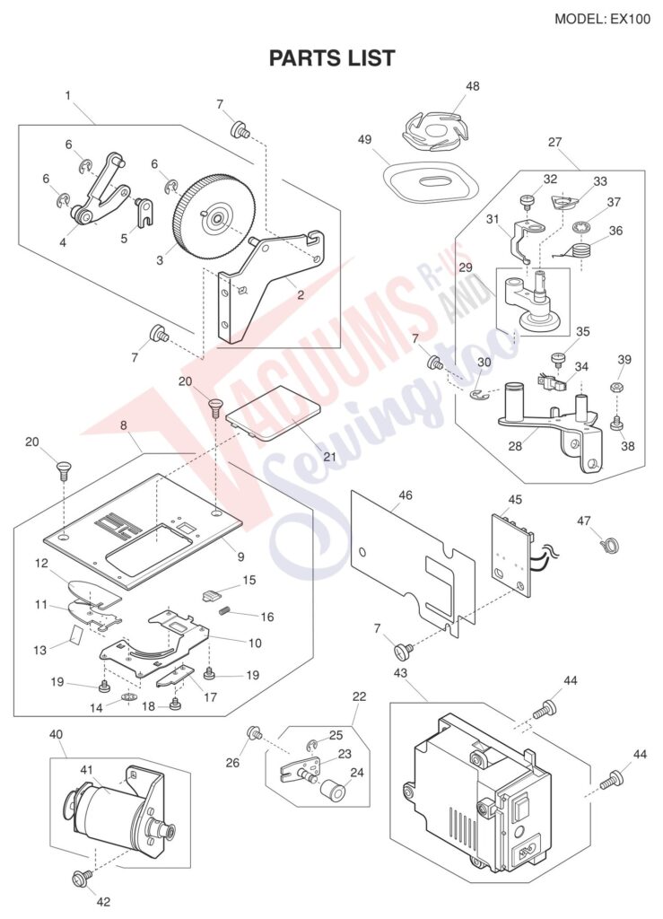 Necchi EX100 exploded schematic diagram (page 4)
