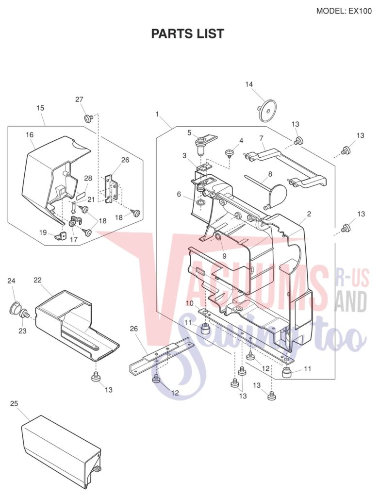 Necchi EX100 exploded schematic diagram (page 5)
