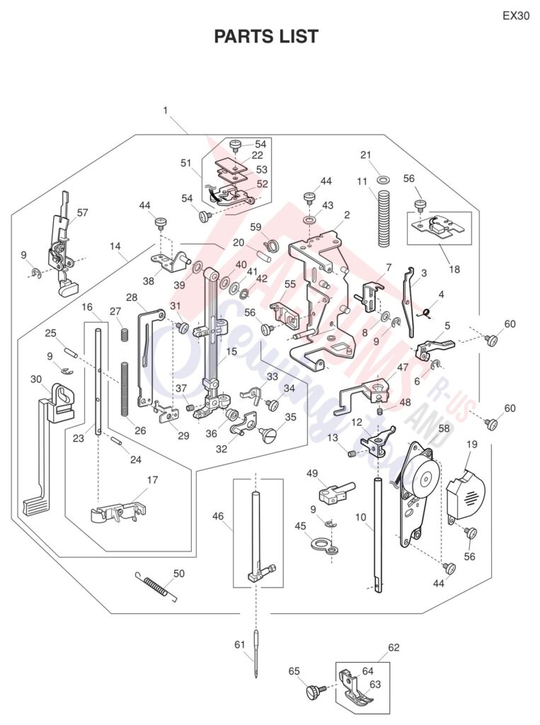 Necchi EX30 exploded schematic diagram (page 2)