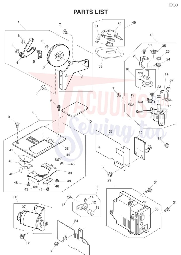 Necchi EX30 exploded schematic diagram (page 4)