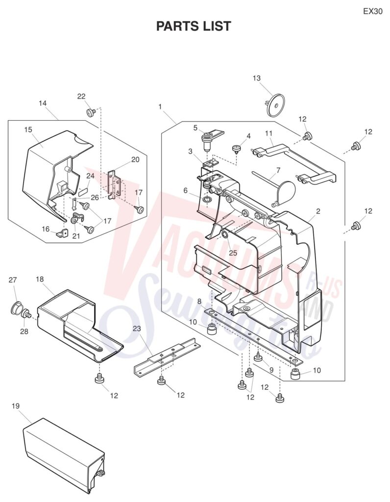 Necchi EX30 exploded schematic diagram (page 5)