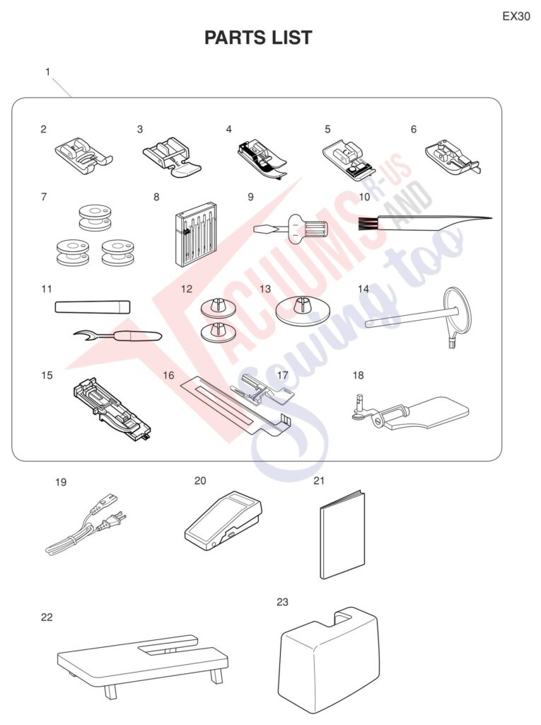 Necchi EX30 exploded schematic diagram (page 7)